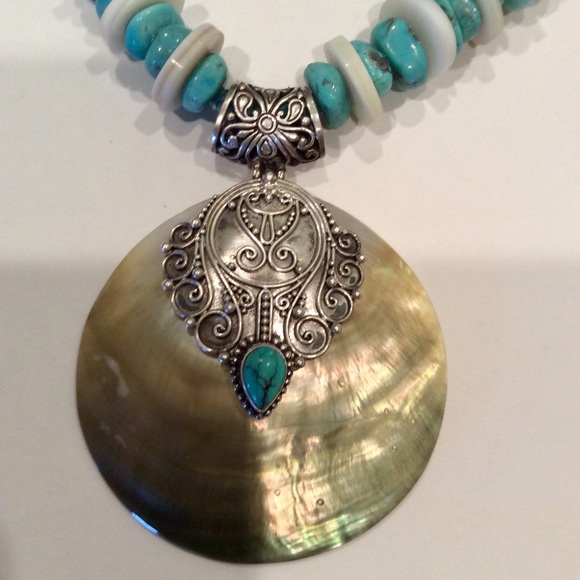 Silver and turquoise necklace - Picture 3 of 6